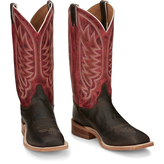 Justin Andrews Men's Cowboy Boots Chocolate Brown | XNYQTC-561