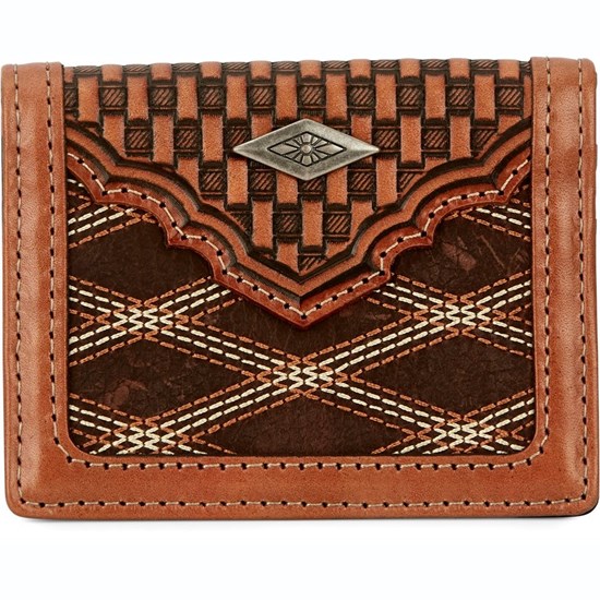 Justin Front Pocket Card Men's Wallets Brown | ZEAMVL-958