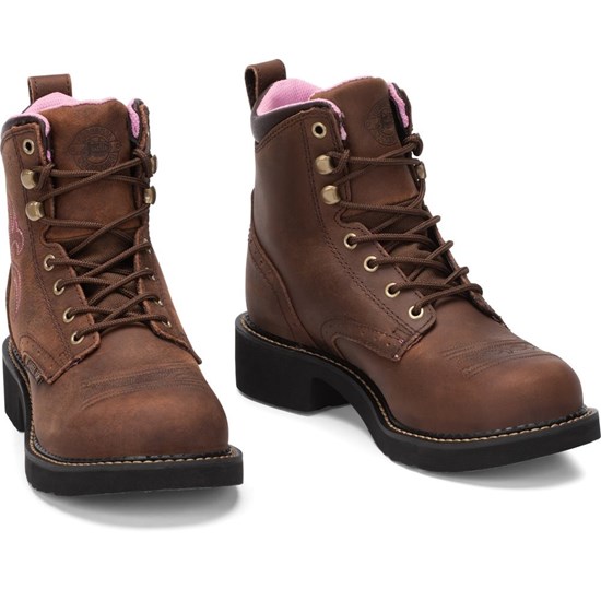 Justin Katerina Steel Toe Women's Work Boots Brown | NSWPQE-075