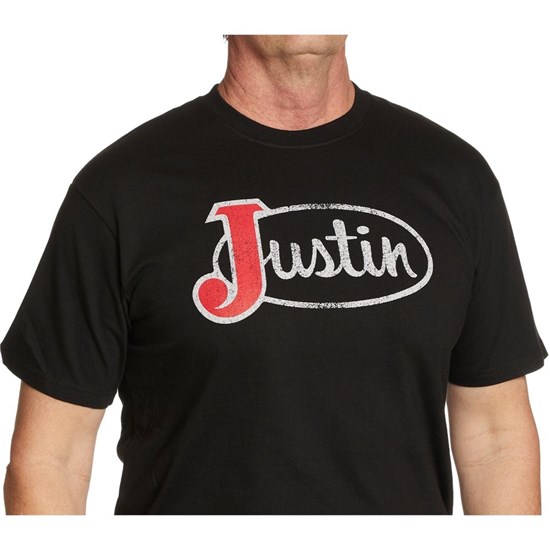 Justin Logo Tee Men's T Shirts Black | DCUXLW-684