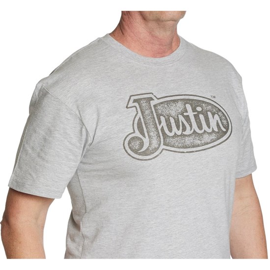 Justin Logo Tee Men's T Shirts Grey | DBMQNA-105