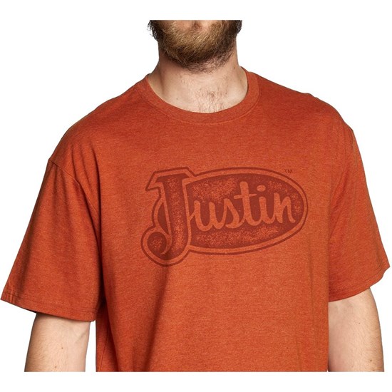 Justin Logo Tee Men's T Shirts Red | VFXQNO-263