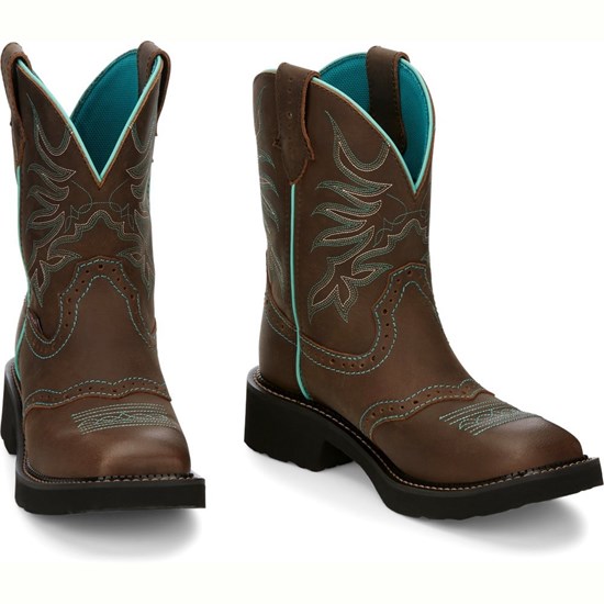 Justin Mandra Women's Cowboy Boots Chocolate | HVECKB-463