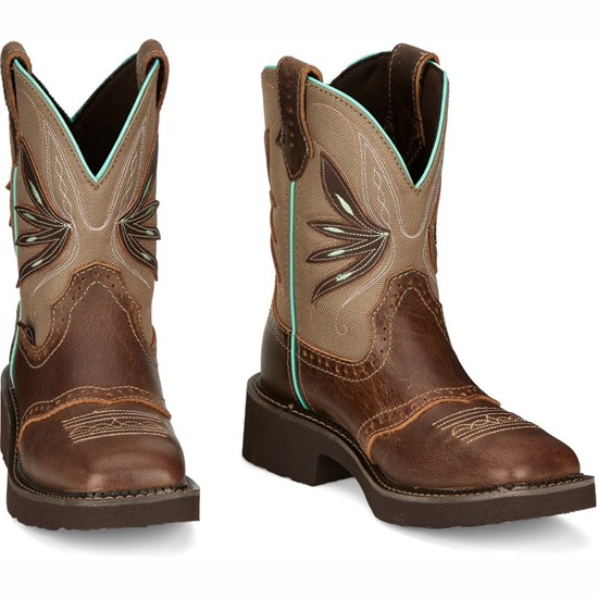 Justin Nettie Women's Cowboy Boots Brown | QELZBN-785