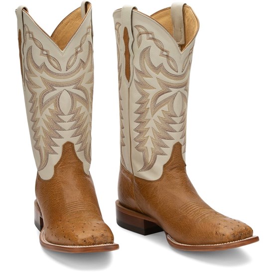 Justin Pascoe Smooth Ostrich Men's Cowboy Boots Brown | CZWSJX-379