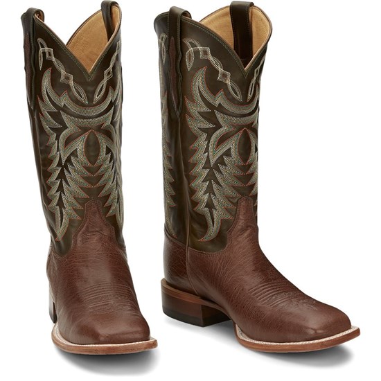 Justin Pascoe Smooth Ostrich Men's Cowboy Boots Brown | WHETDX-856