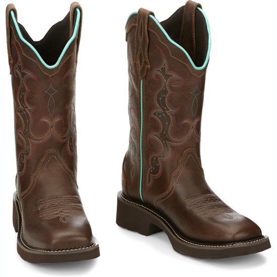 Justin Raya Women's Cowboy Boots Brown | URVZHA-571