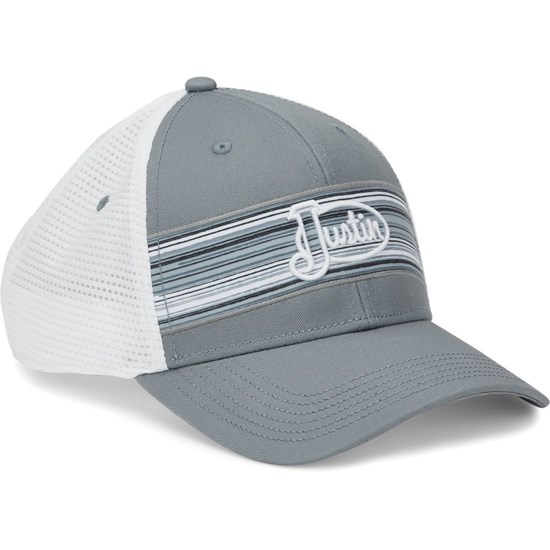 Justin Stripes Women's Cap Grey / White | WDAMQK-071