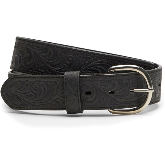 Justin Western Scroll Tooled Men's Belts Black | RSYNFD-983