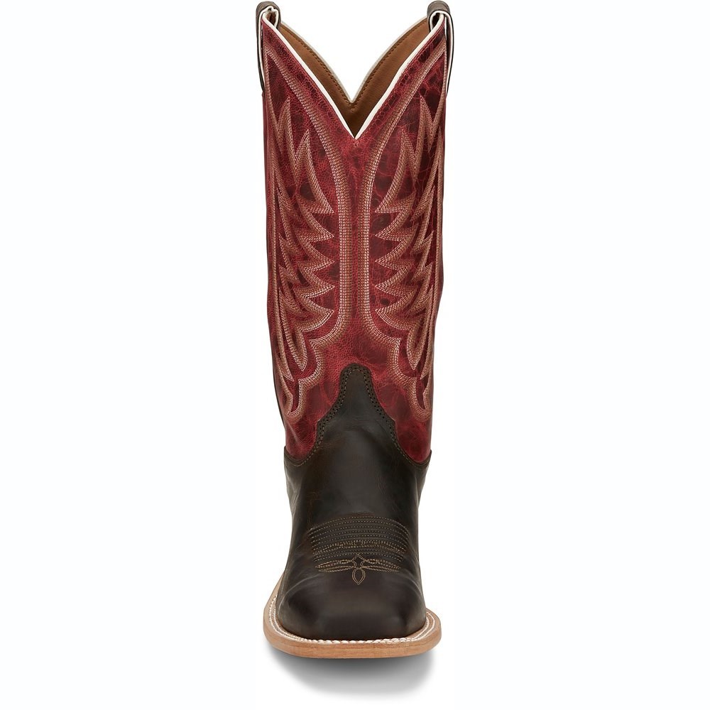 Justin Andrews Men's Cowboy Boots Chocolate Brown | XNYQTC-561