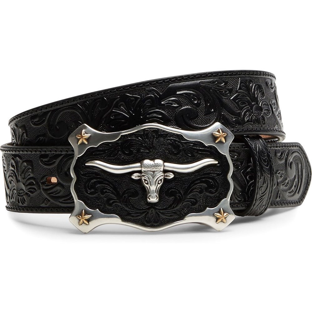 Justin Black Classic Longhorn Men\'s Belts Black | REAGSD-475