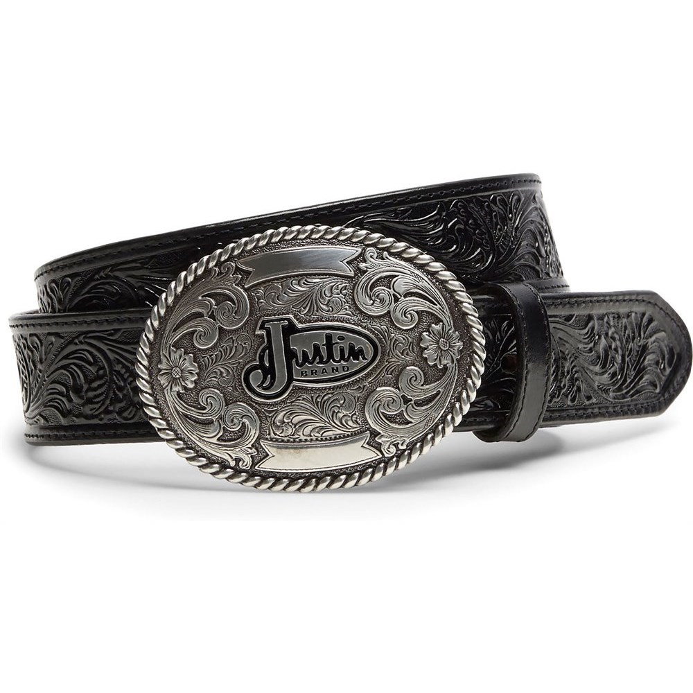 Justin Black Trophy Men\'s Belts Black | KLDFRA-137