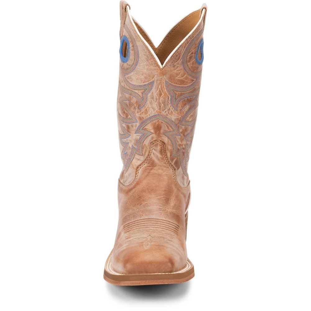 Justin Caddo Men's Cowboy Boots Beige | IEBCAG-143