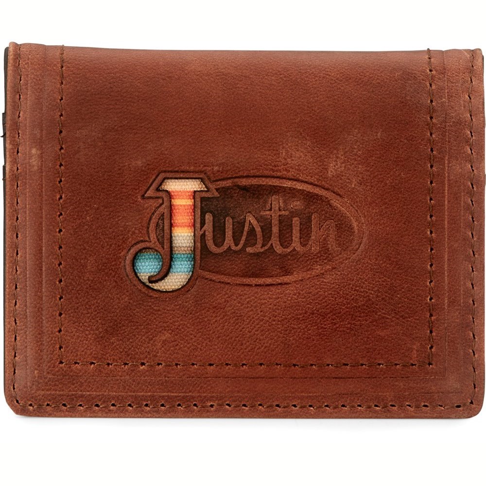 Justin Front Pocket Card Men\'s Wallets Brown | XJBRLA-902