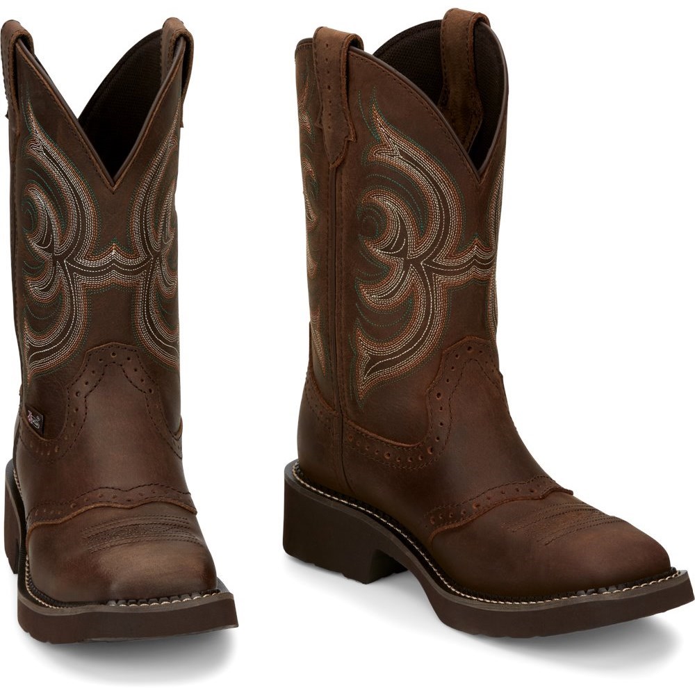 Justin Inji Women\'s Cowboy Boots Brown | HQWJZA-964