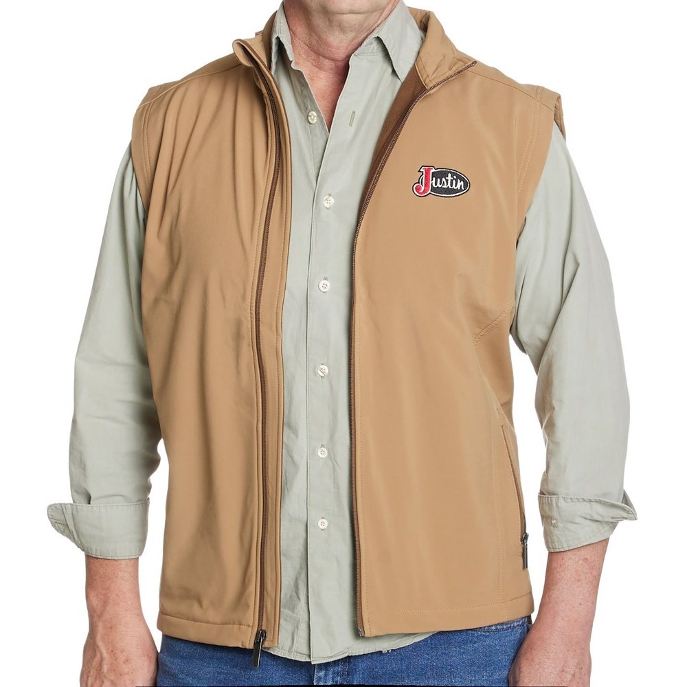 Justin Laminated Men's Vest Khaki | NKIYCB-374