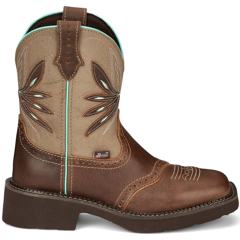 Justin Nettie Women's Cowboy Boots Brown | QELZBN-785