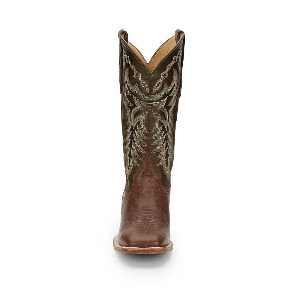 Justin Pascoe Smooth Ostrich Men's Cowboy Boots Brown | WHETDX-856