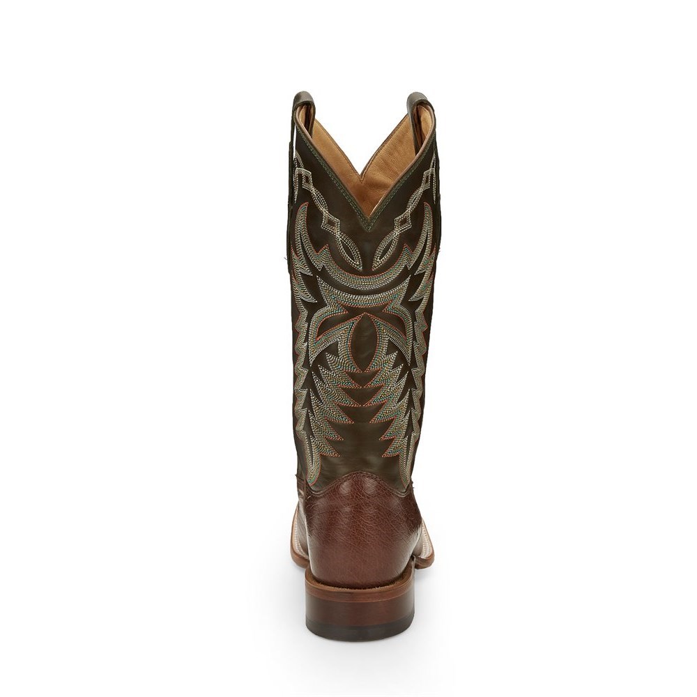 Justin Pascoe Smooth Ostrich Men's Cowboy Boots Brown | WHETDX-856