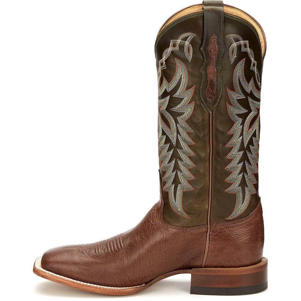 Justin Pascoe Smooth Ostrich Men's Cowboy Boots Brown | WHETDX-856