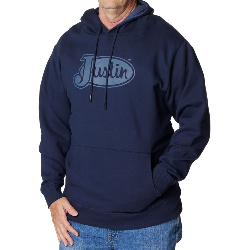 Justin Performance Fleece Men's Hoodies Navy | ILCGJU-172