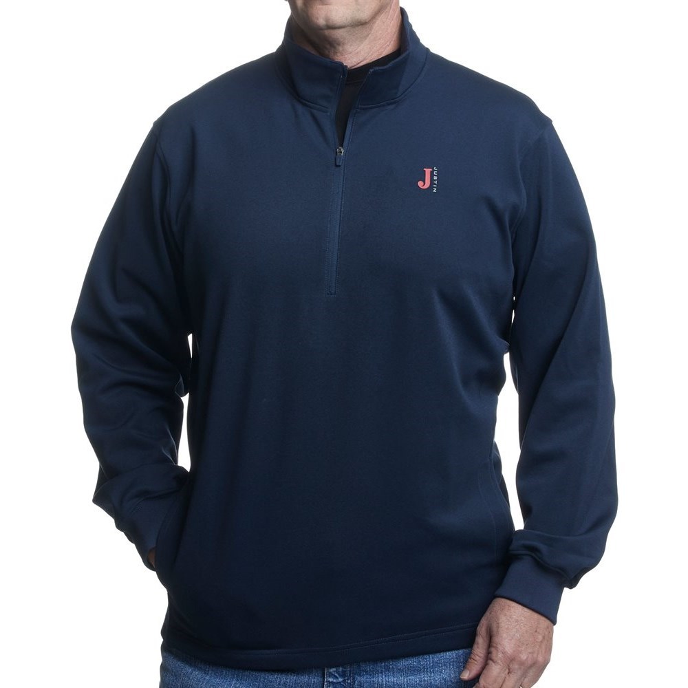 Justin Quarter Zip Fleece Pullover Men's Sweatshirts Navy | QKJWAT-146