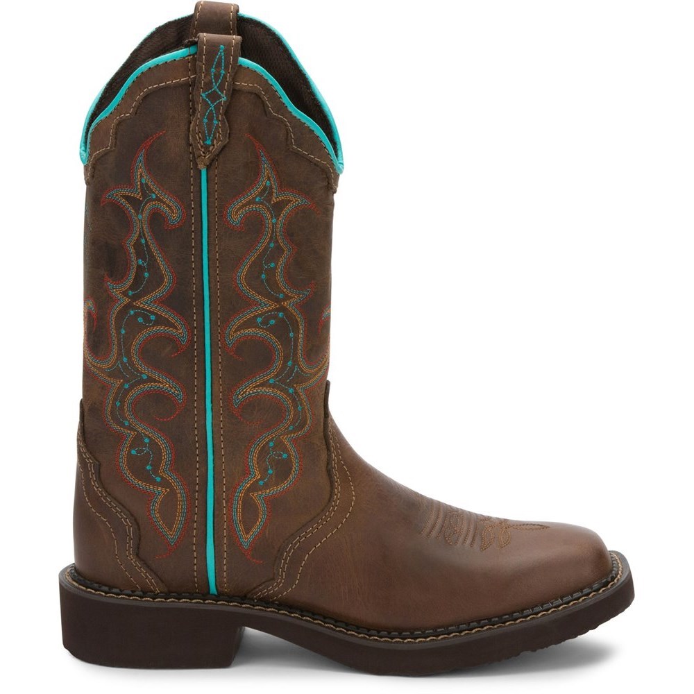 Justin Raya Women's Cowboy Boots Brown | QRJZKU-164