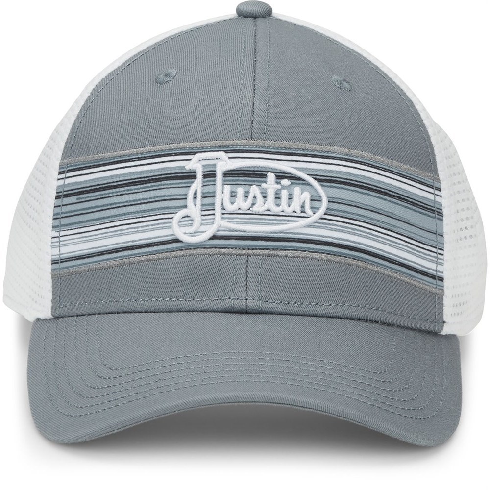 Justin Stripes Men's Cap Grey / White | VNTQXJ-849