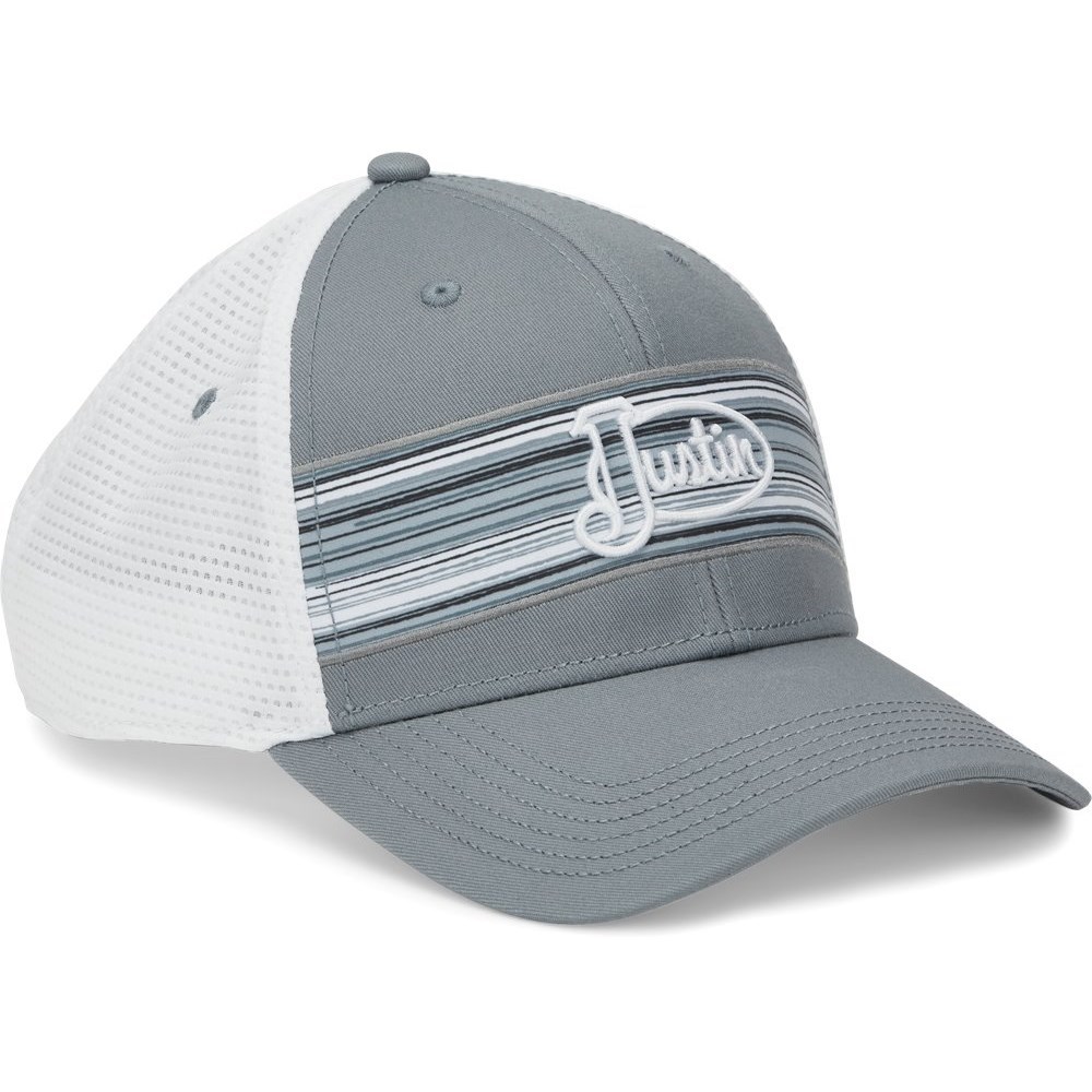 Justin Stripes Men\'s Cap Grey / White | VNTQXJ-849