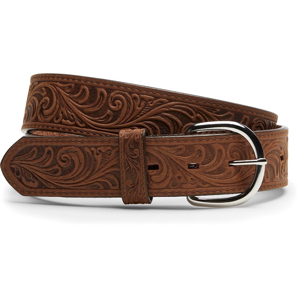 Justin Western Scroll Tooled Men\'s Belts Brown | WYPKCI-538