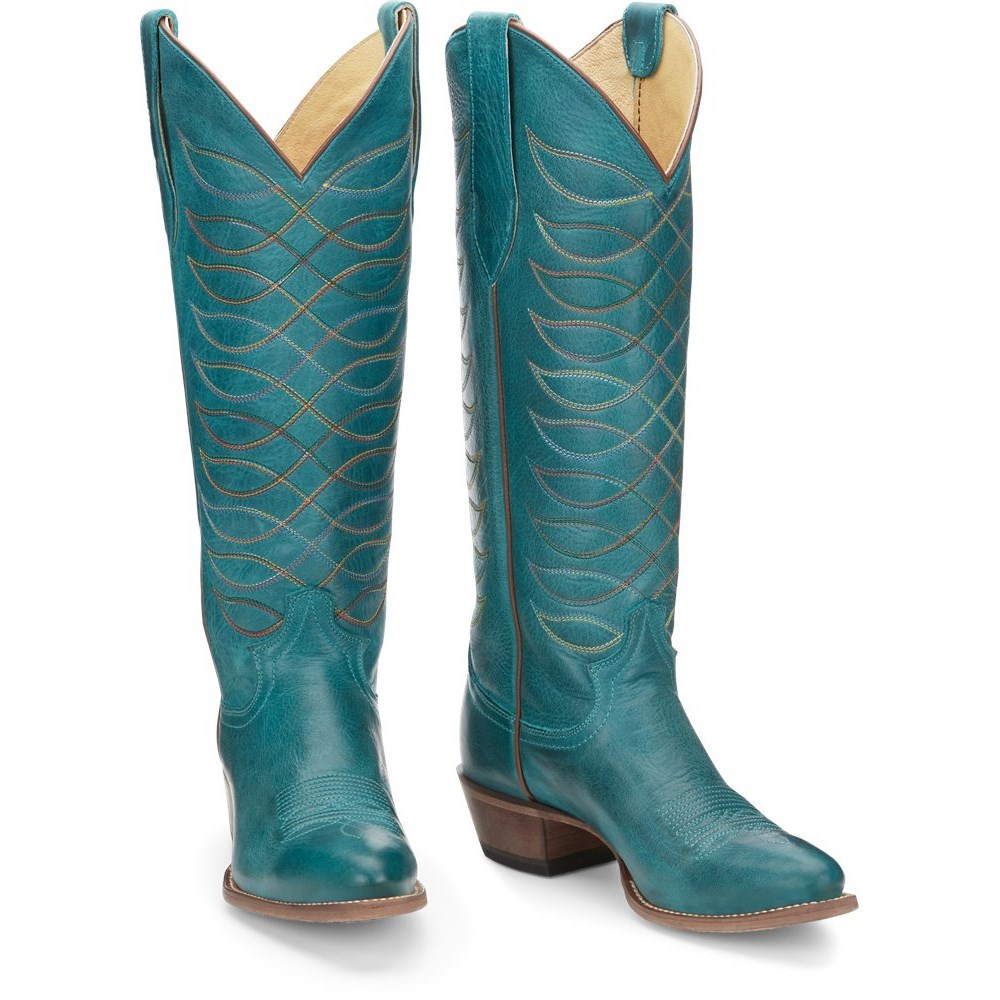 Justin Whitley Women\'s Cowboy Boots Turquoise | XMOGDN-482