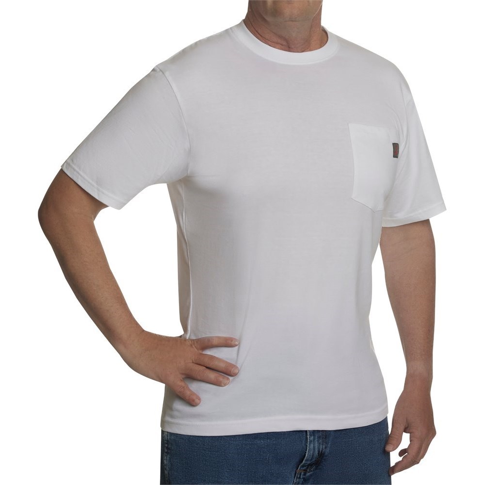 Justin Workwear Pocket Tee Men\'s T Shirts White | RVSJFH-432